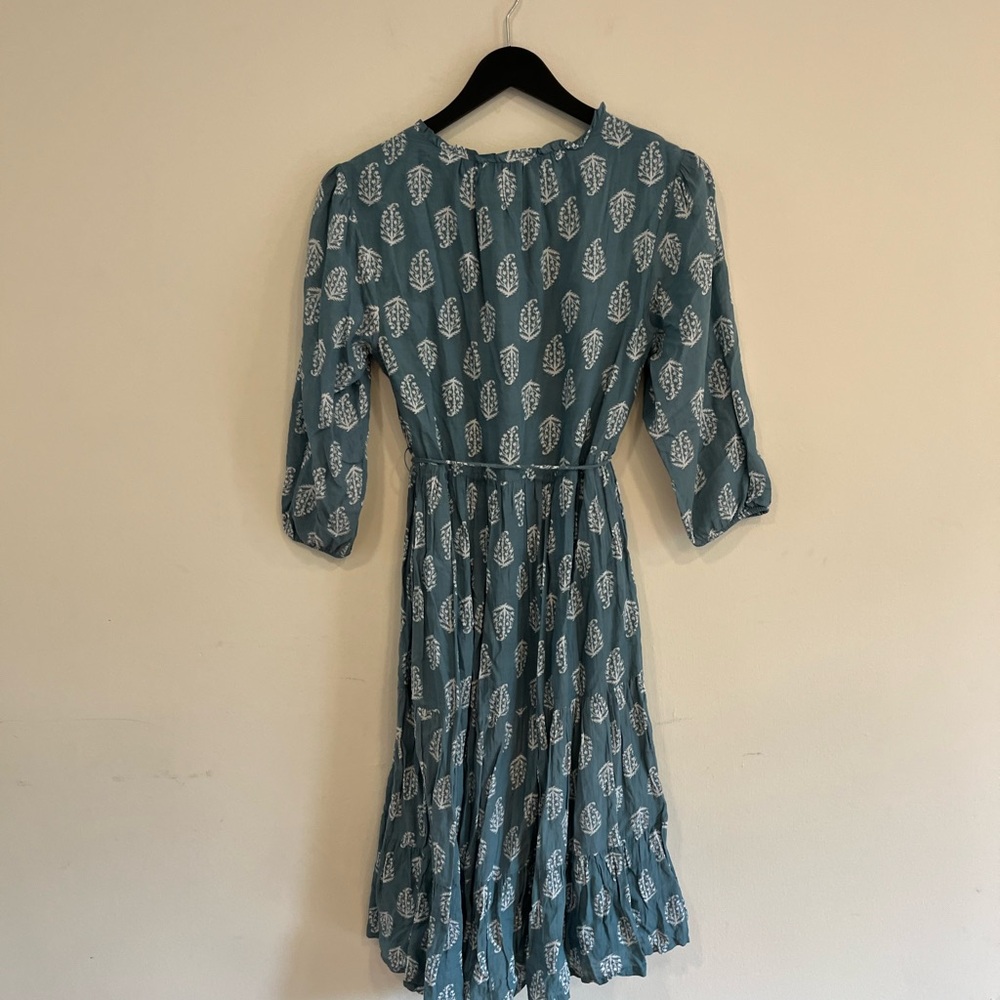 Lucky Brand Green Midi Sundress with V-Neck and 3/4 Sleeves - Picture 6 of 6